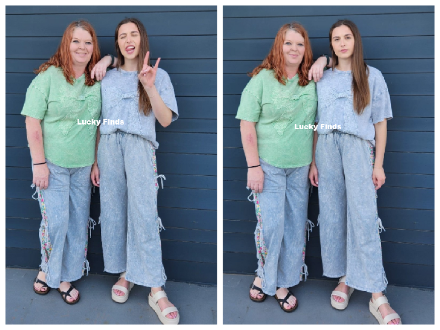 Washed Side Bow Pants P304