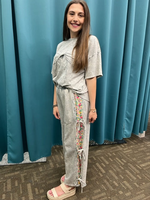 Washed Side Bow Pants P304