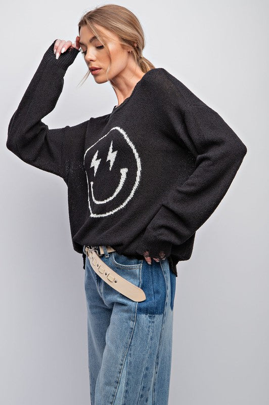 Easel Smiley Face Sweater P363