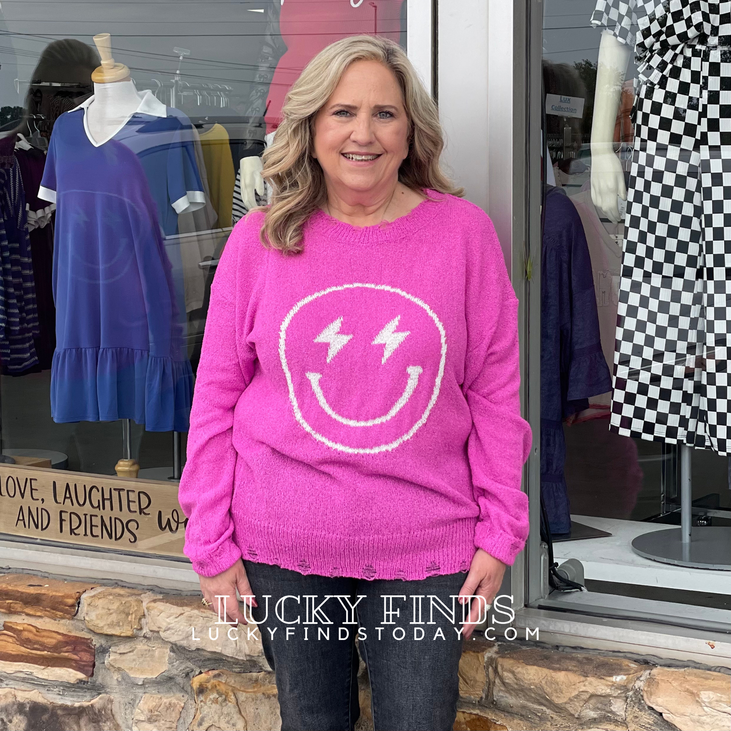 Easel Smiley Face Sweater P363