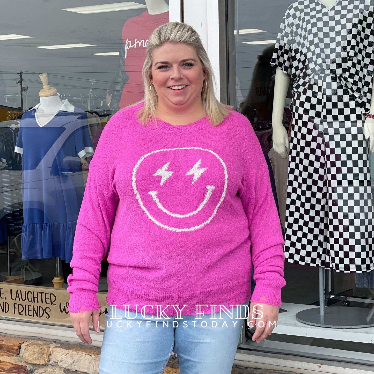 Easel Smiley Face Sweater P363