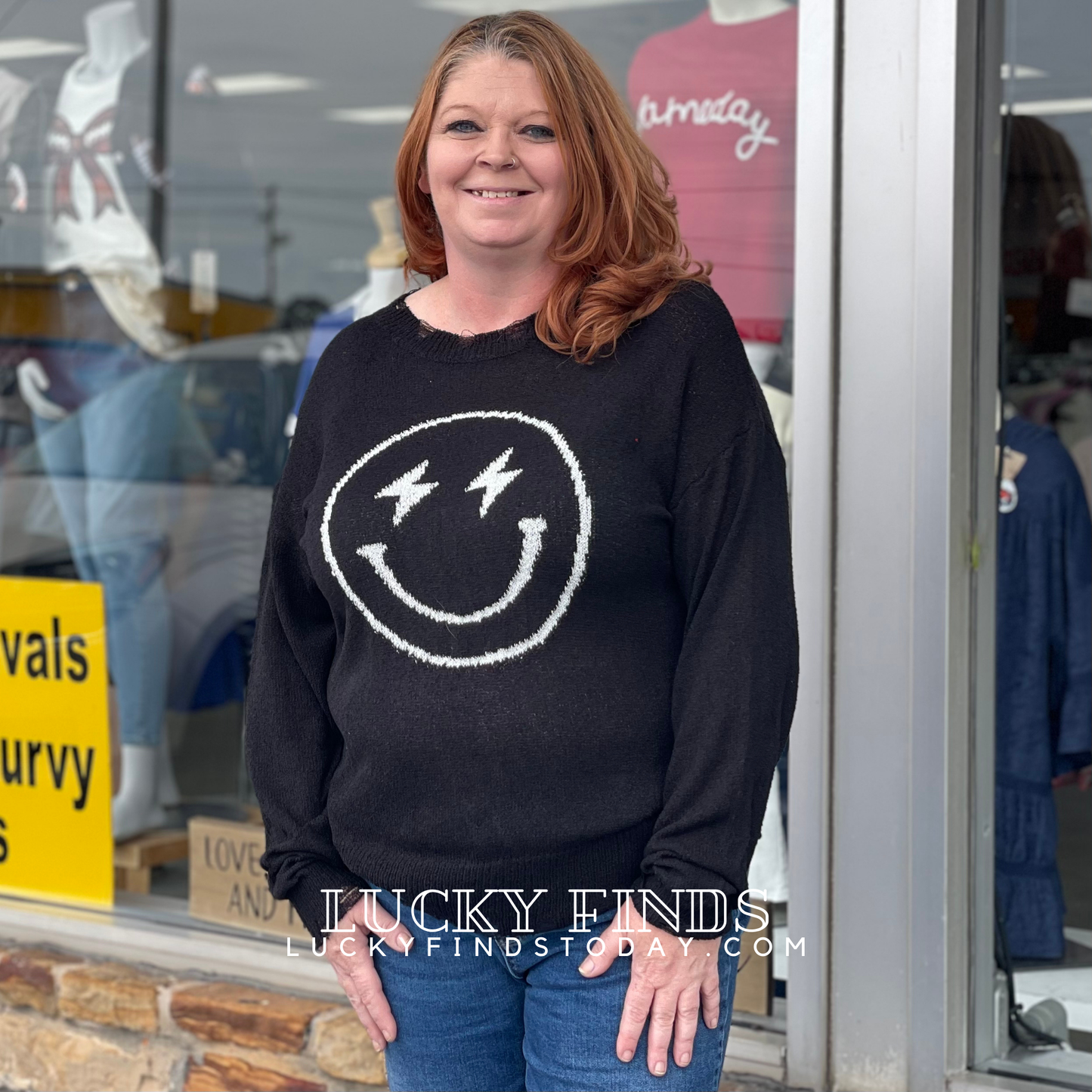 Easel Smiley Face Sweater P363
