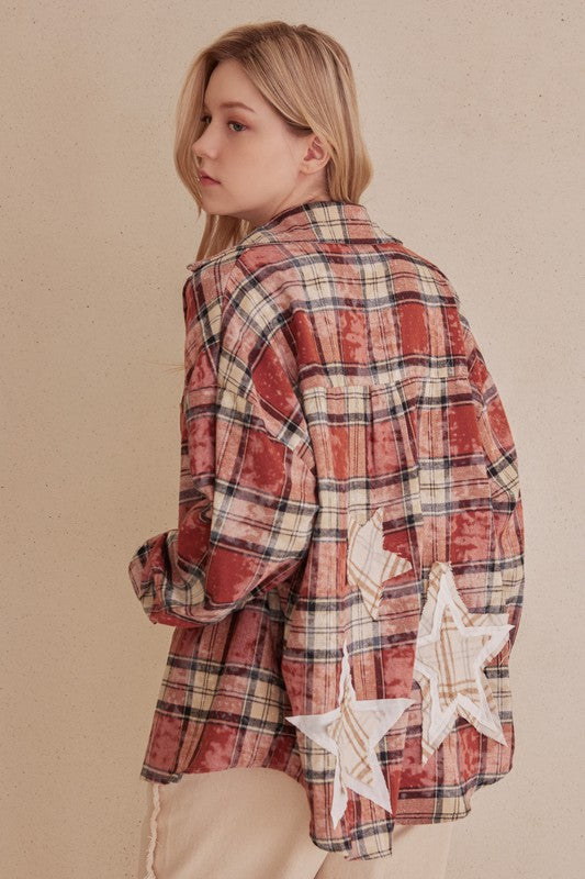 Madi Plaid Star Patch Top P370