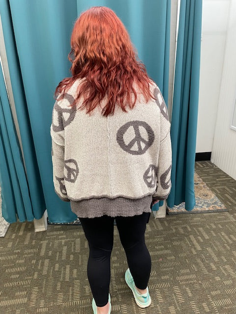 Cozy Peace Sign Sweater P372