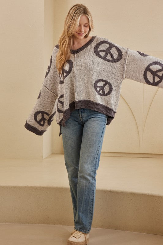 Cozy Peace Sign Sweater P372
