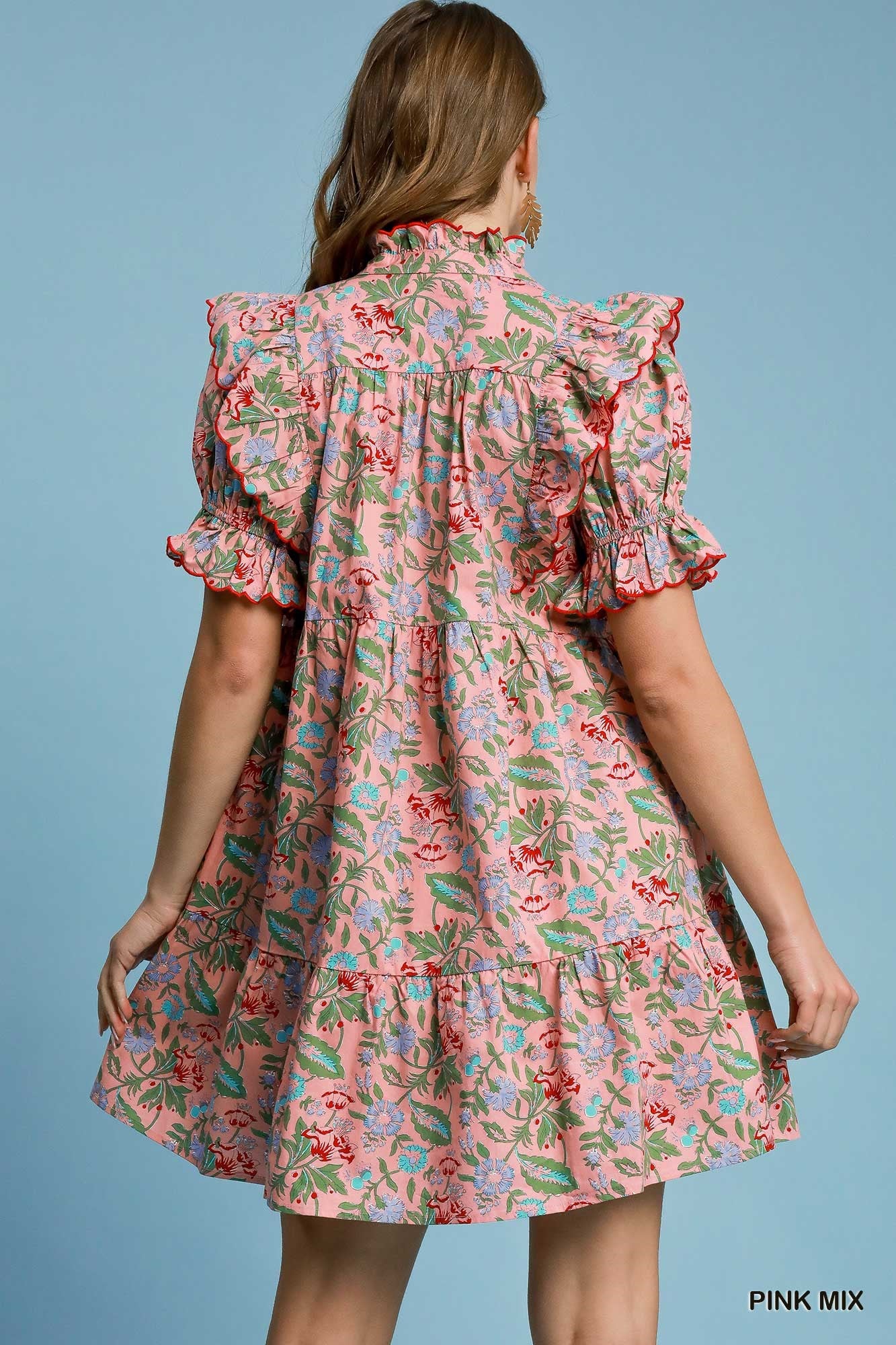 Romantic Umgee Ruffle Sleeves Dress P484