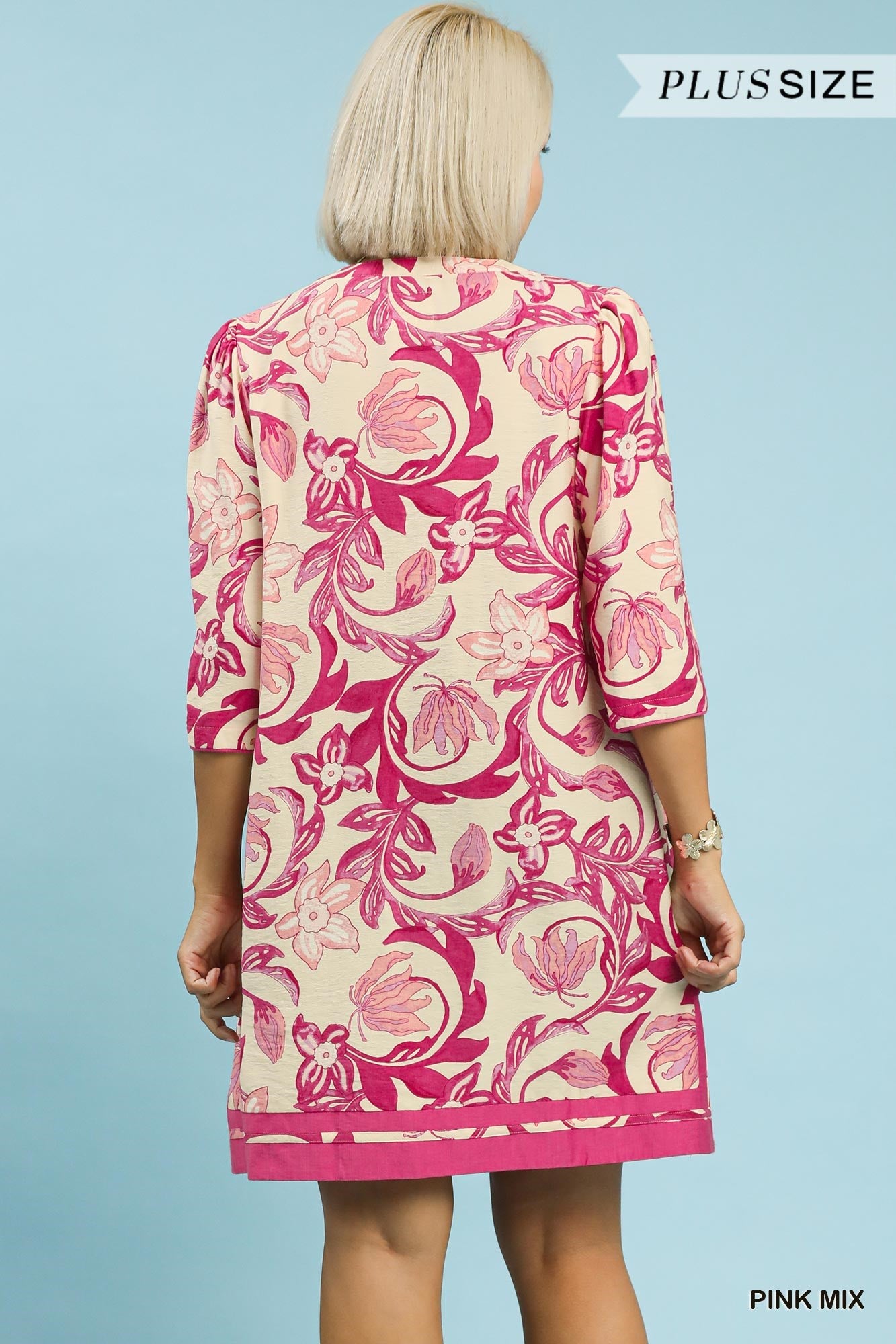 Umgee Floral Print Curvy Dress P496