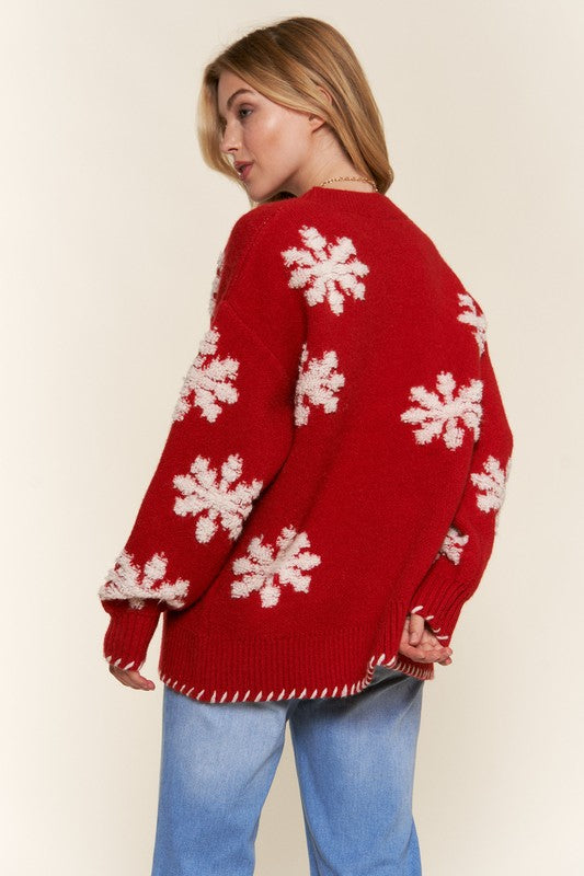 Holiday Snow Flake Curvy Sweater W108