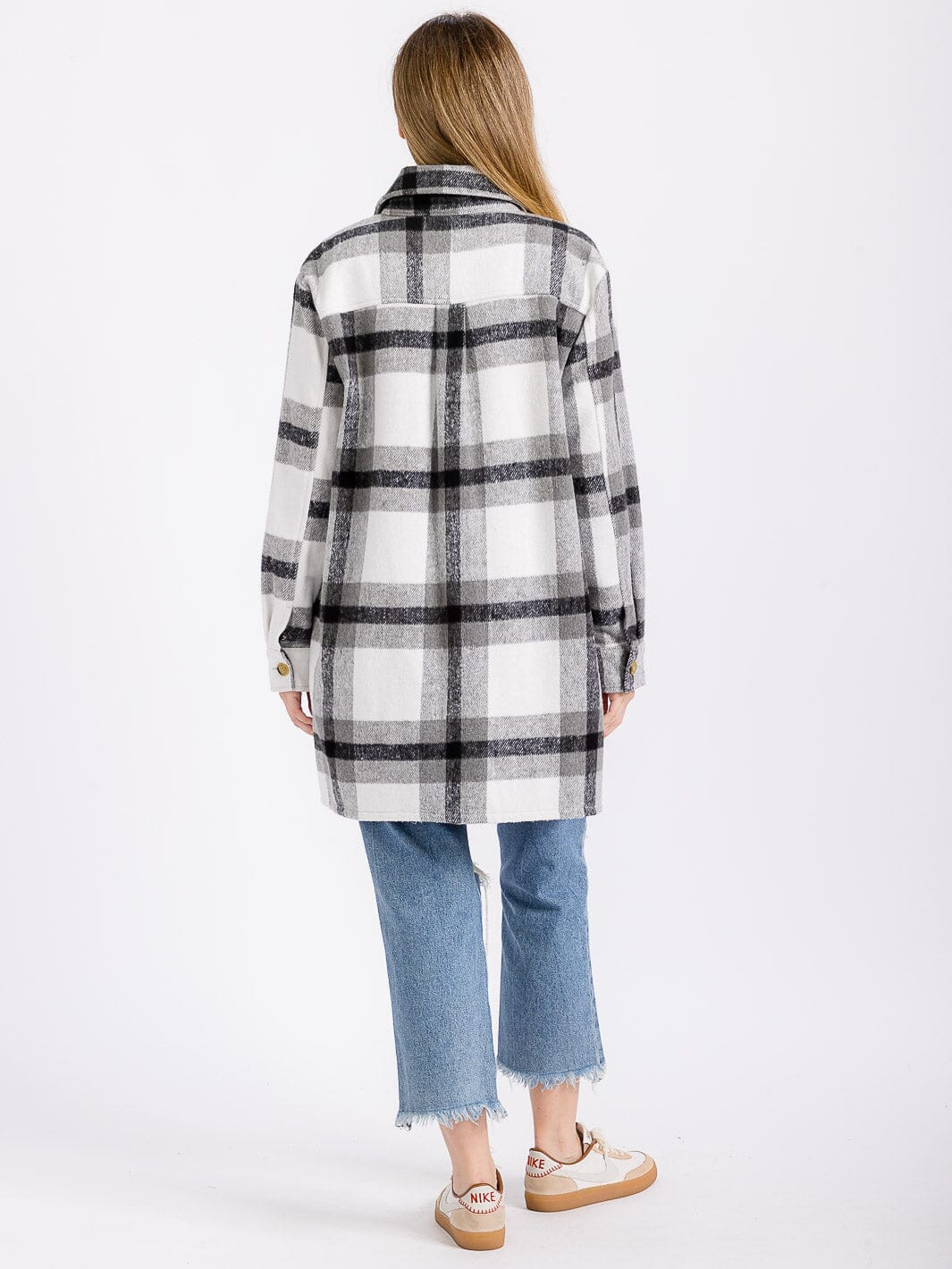 Madison Long Plaid Shacket W112