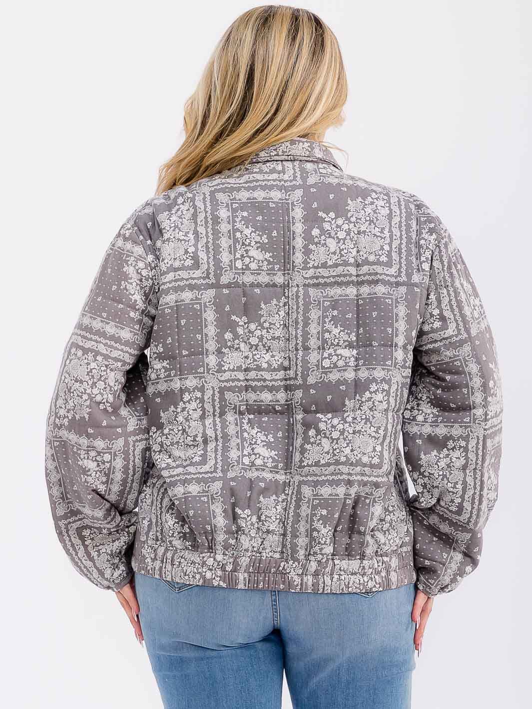 Cozy Bandana Print Curvy Jacket W233