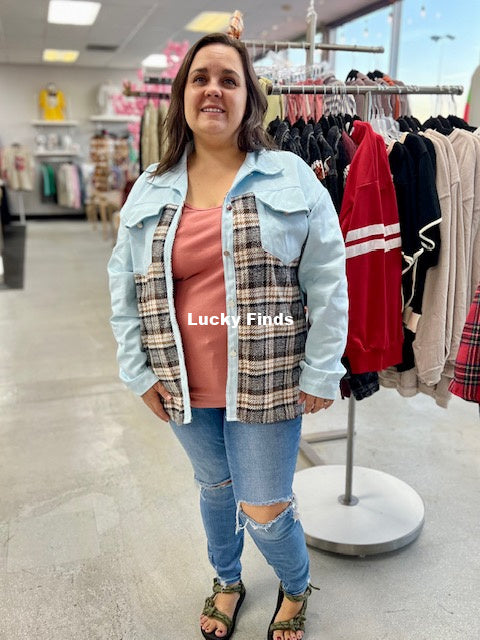 It's My Plaid Denim Jacket W258