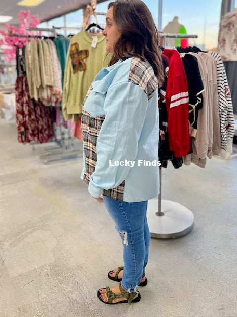 It's My Plaid Denim Jacket W258