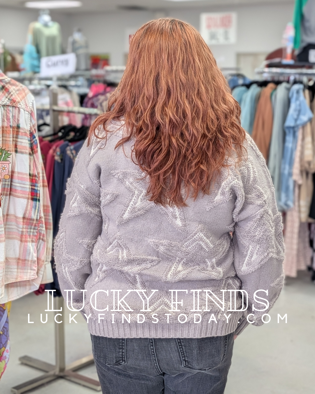 Star Print Knit Sweater Top W300