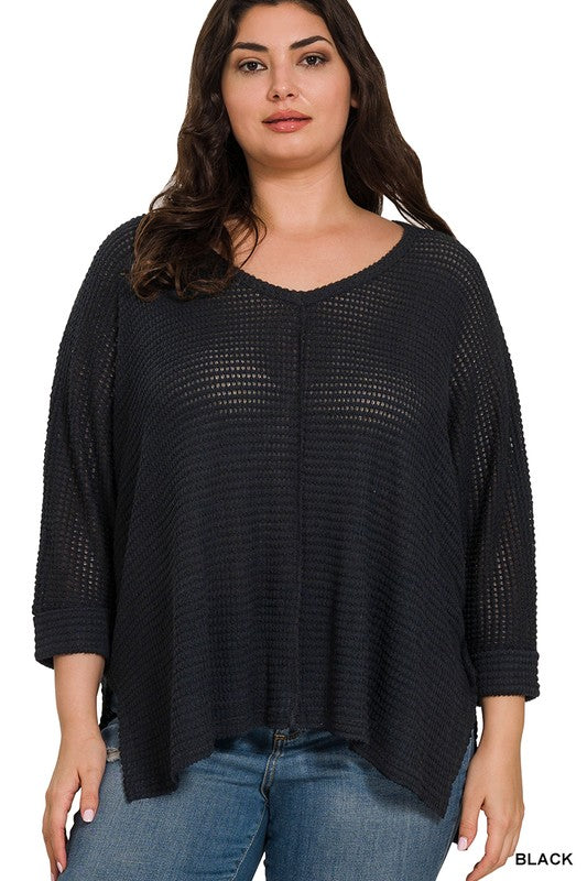 Florence Waffle Knit Curvy Top Z779