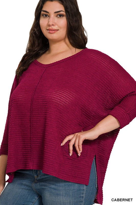 Florence Waffle Knit Curvy Top Z779
