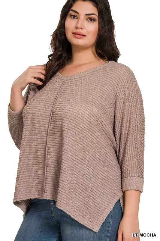 Florence Waffle Knit Curvy Top Z779