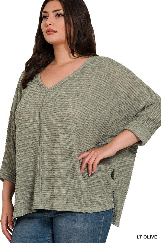 Florence Waffle Knit Curvy Top Z779