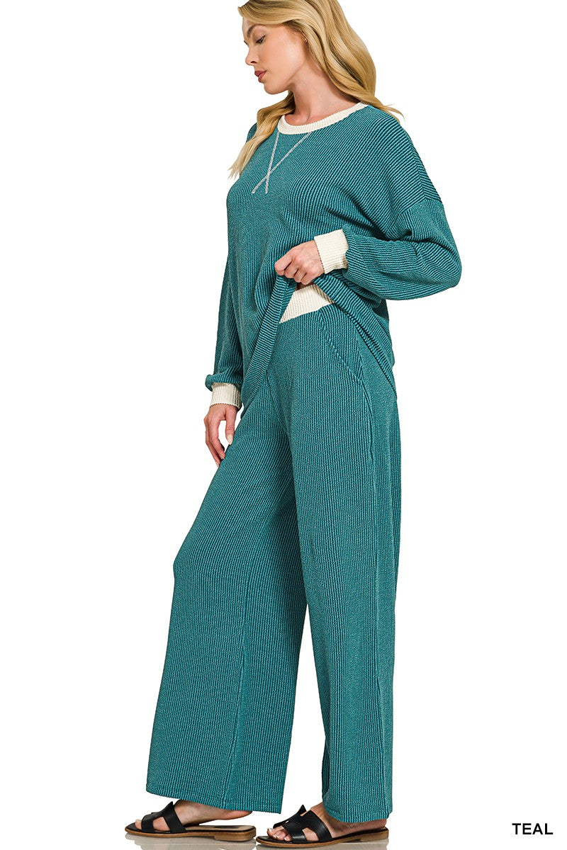 Making Wave Ribbed Pants Set Z840