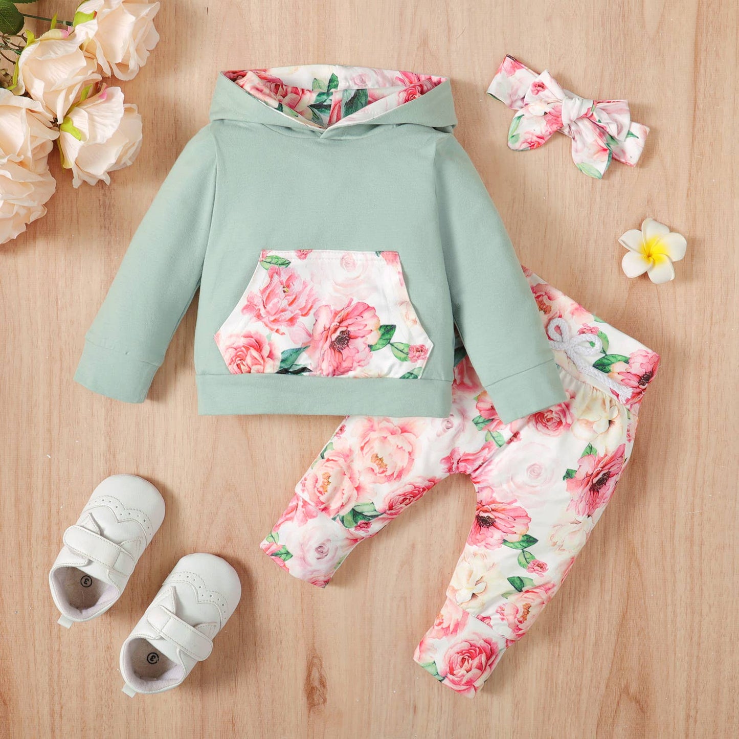 K132 Floral Hoodie/Pants/Headband Set