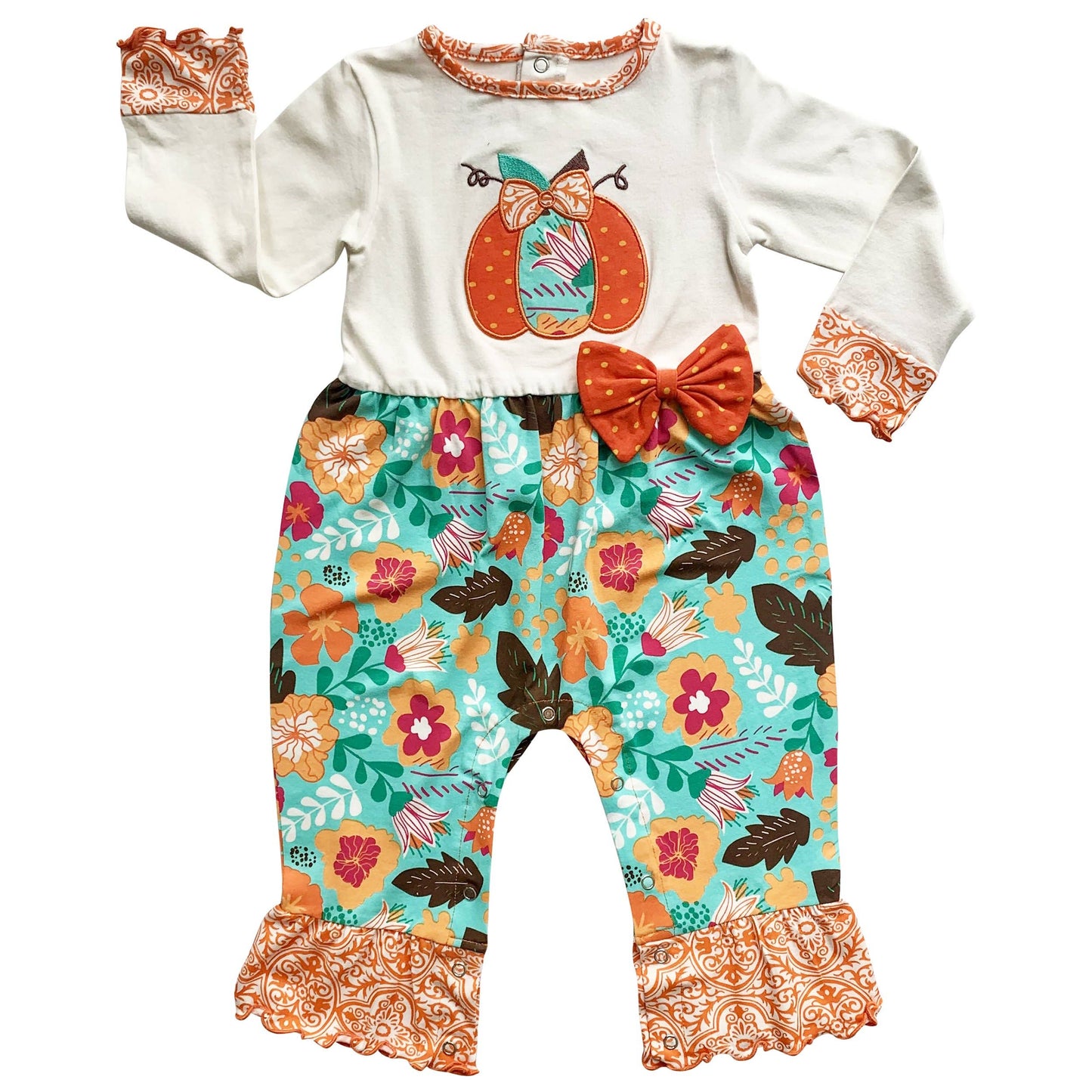 K101 Floral Pumpkin Romper