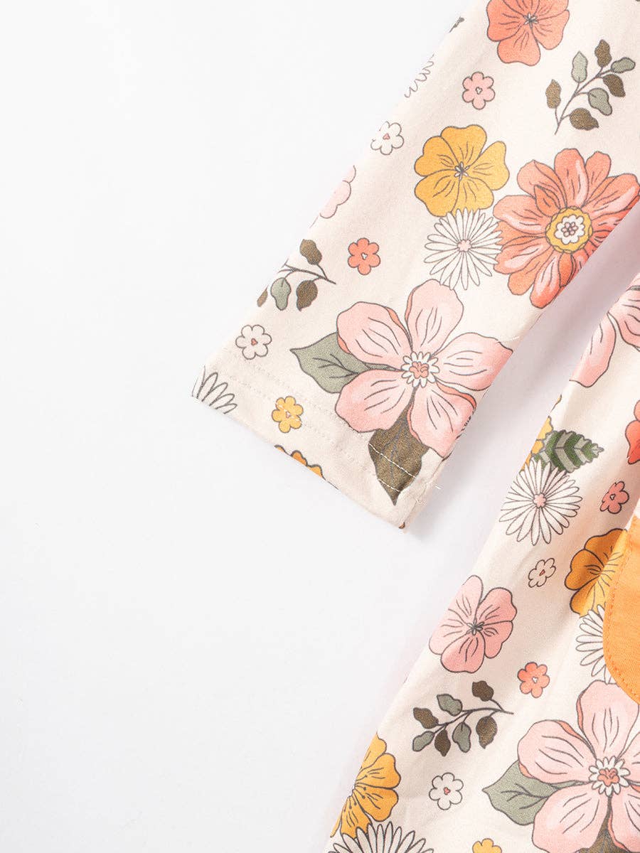 K149 Floral Pocket Ruffle Dress