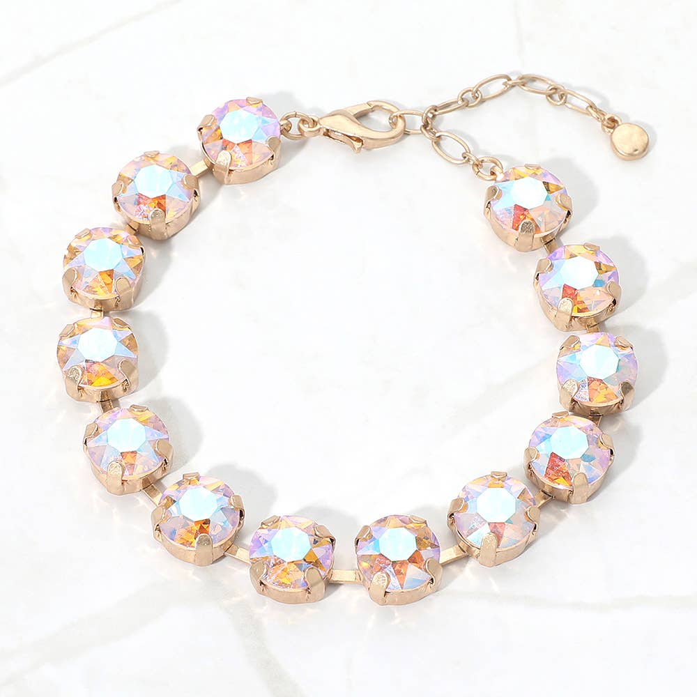 Round Stone Cluster Link Bracelet