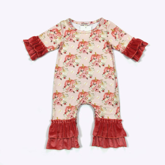 K165 Blush Harvest Pumpkin Baby Romper