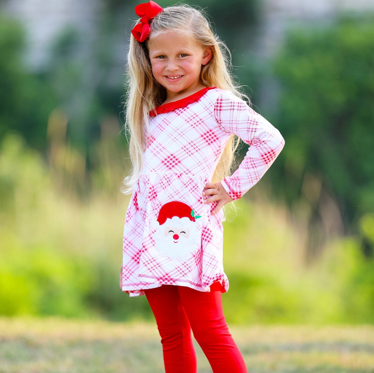 K106 Girls Red Plaid Santa Outfit