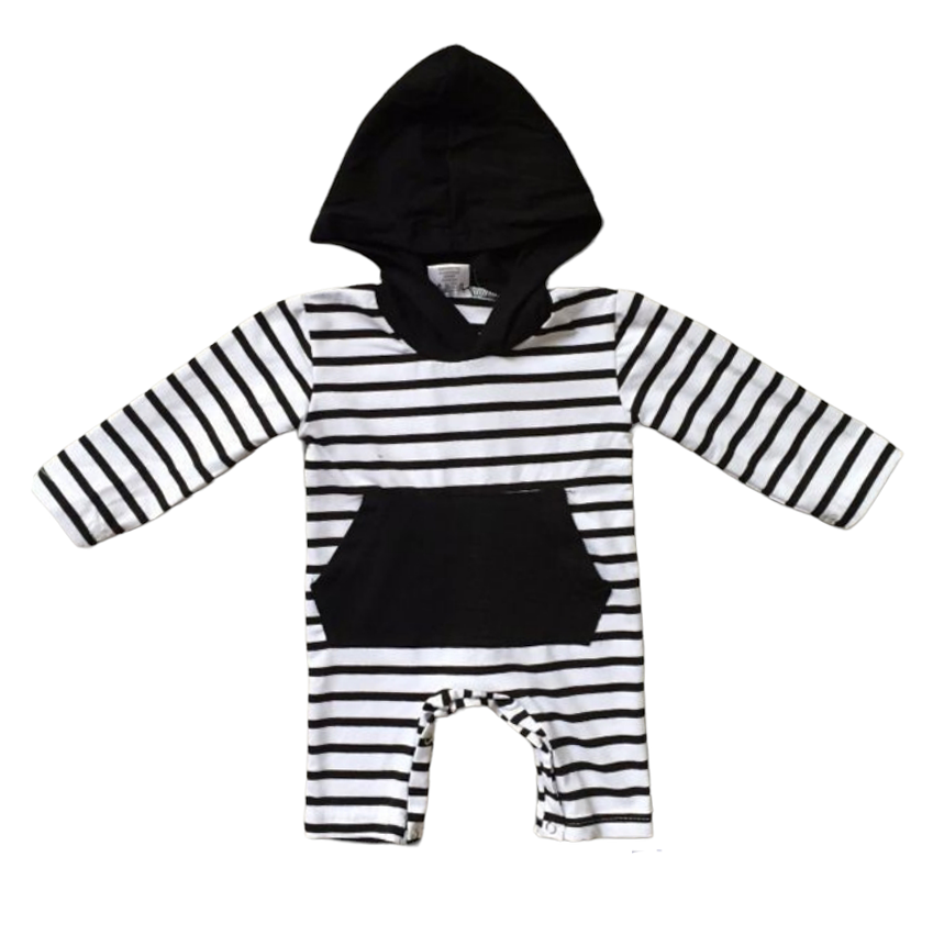 K113 Boys Striped Hoodie Romper
