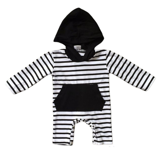 K113 Boys Striped Hoodie Romper