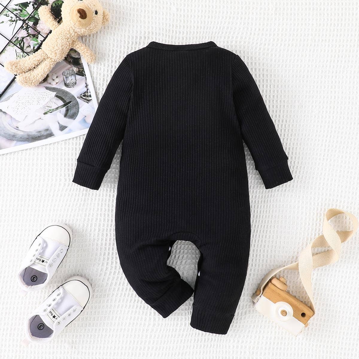 K124 Boy Bear Embroidered Jumpsuit