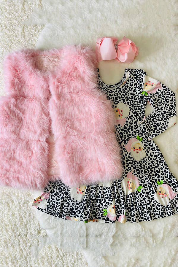 K184 Santas leopard girls dress