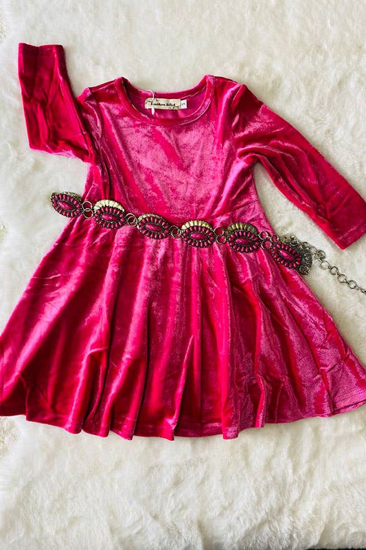 K185 pink fleece swirl girls dress