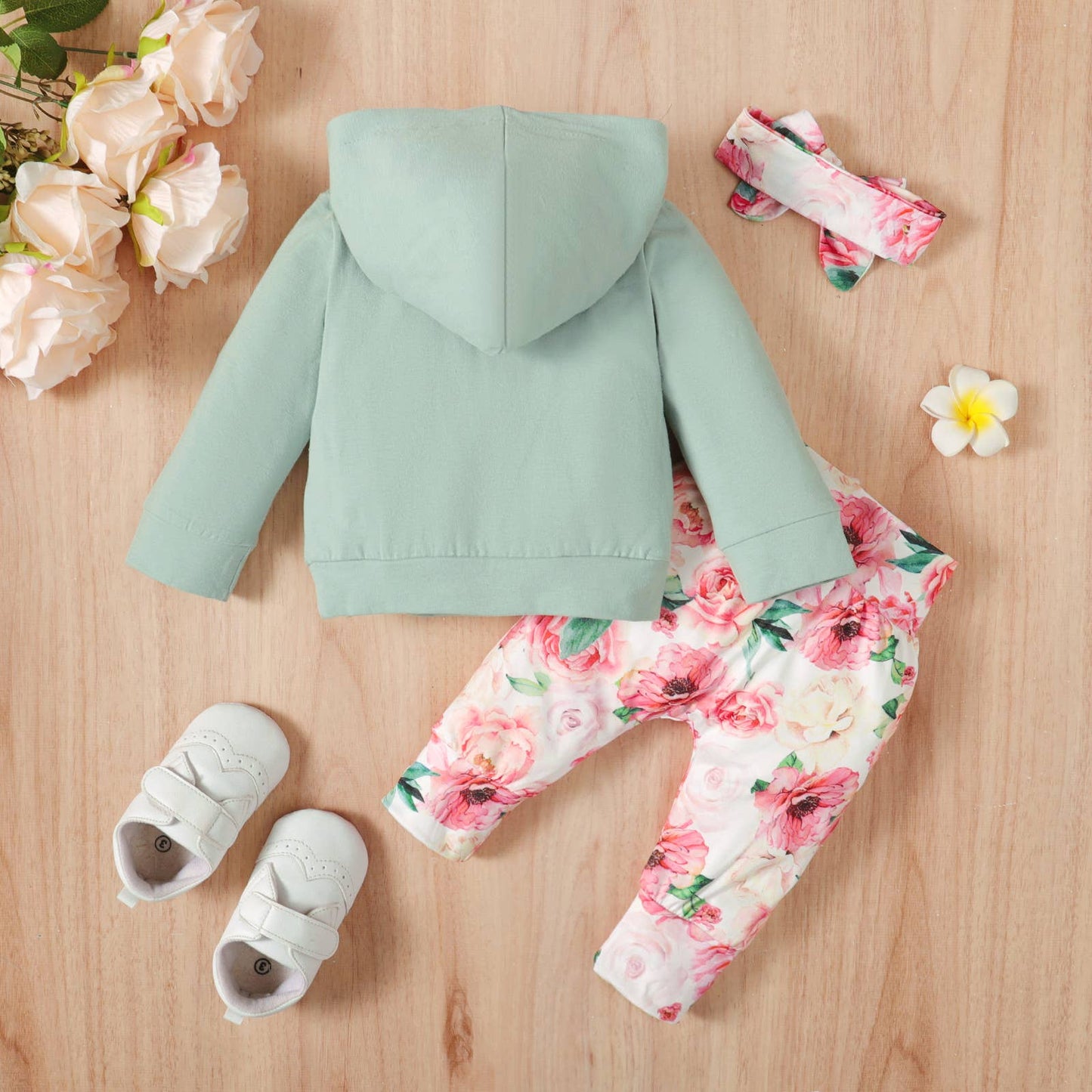 K132 Floral Hoodie/Pants/Headband Set