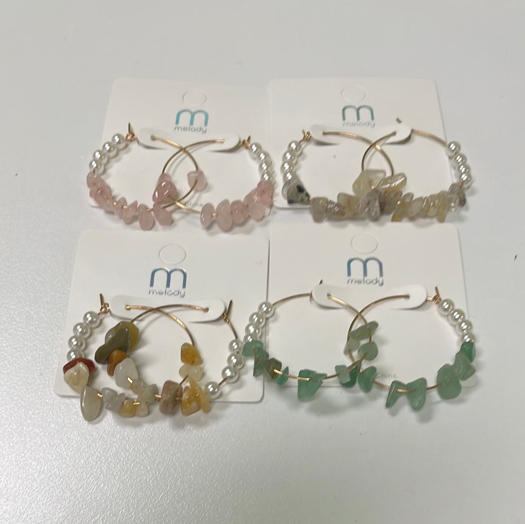 Chip On My Shoulder Stone & Pearl Earring JN043