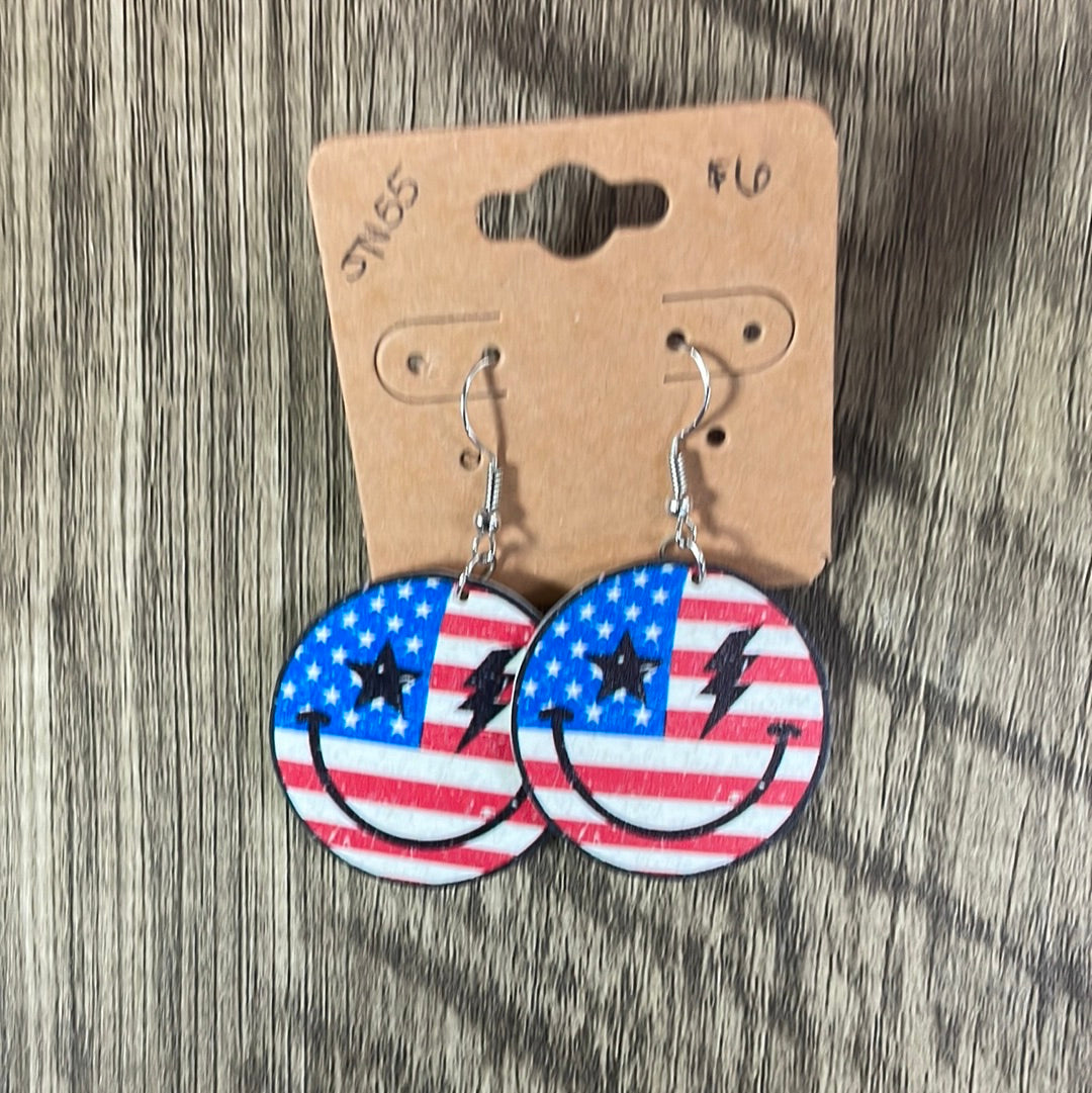 RWB Smile Flag Earrings JN55