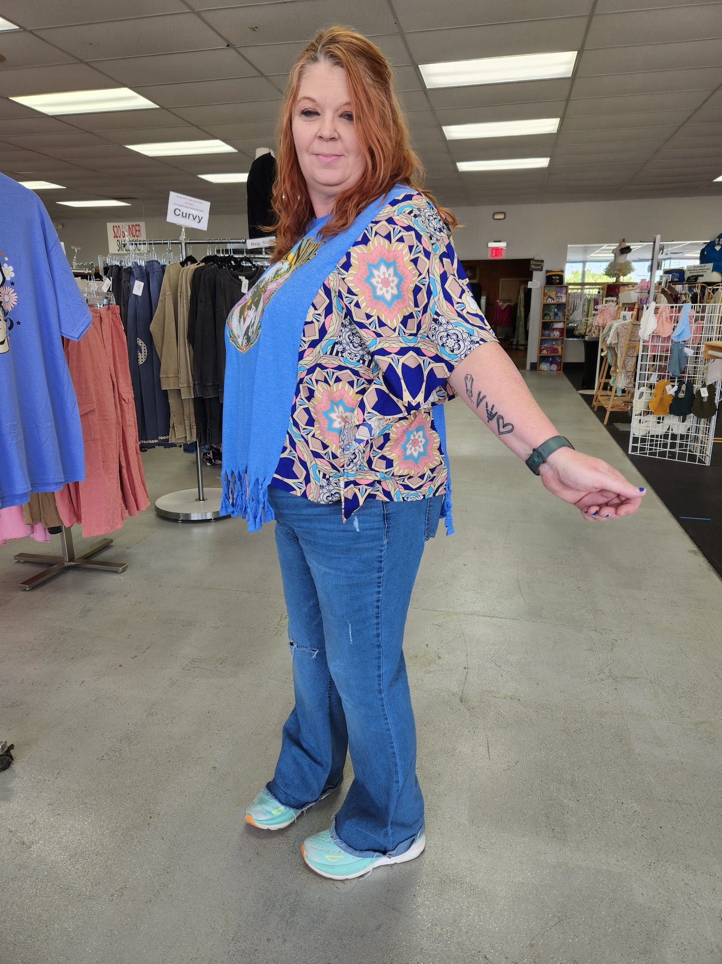 Upcycled Poncho Style Boho Tshirt