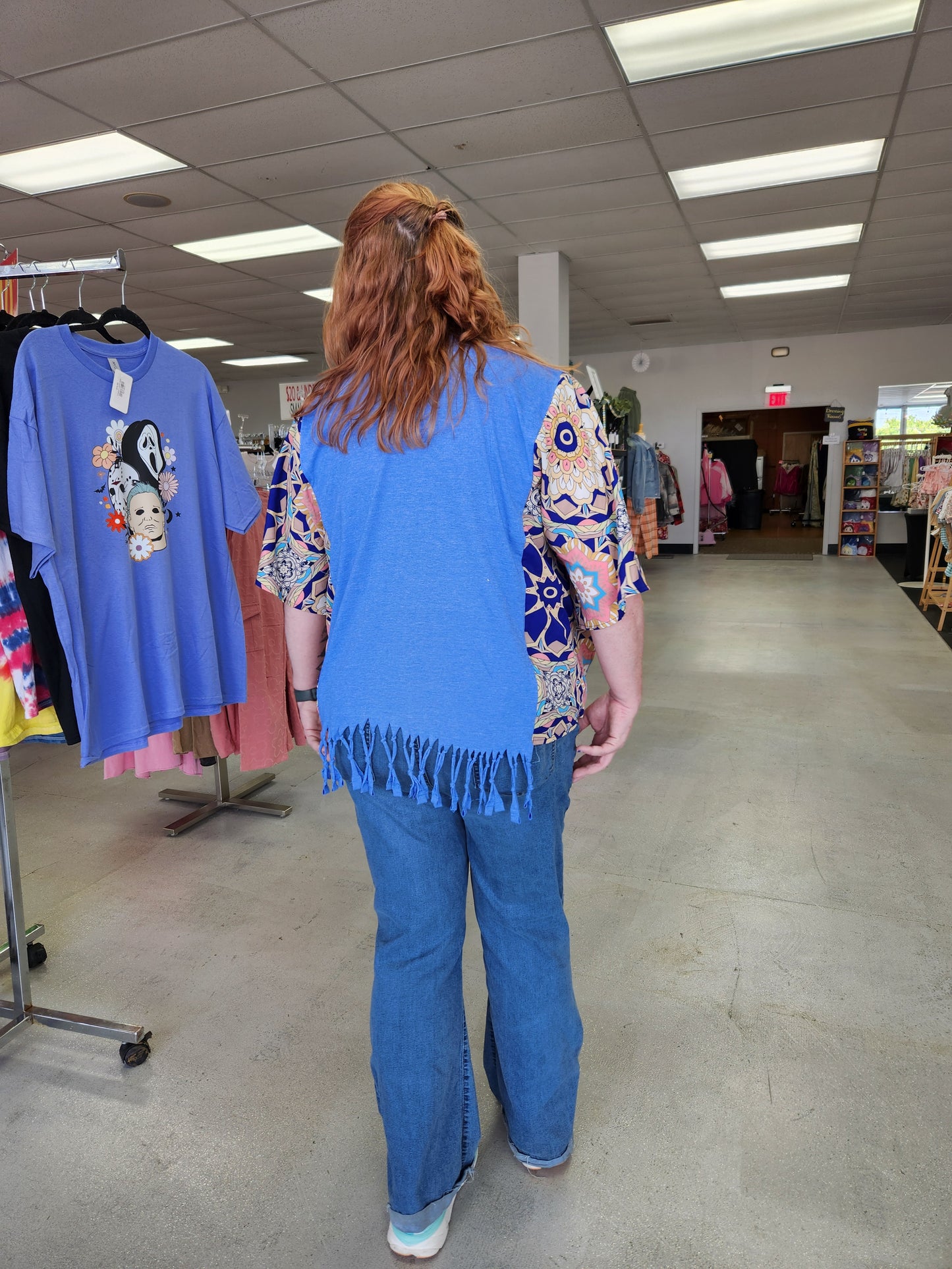 Upcycled Poncho Style Boho Tshirt
