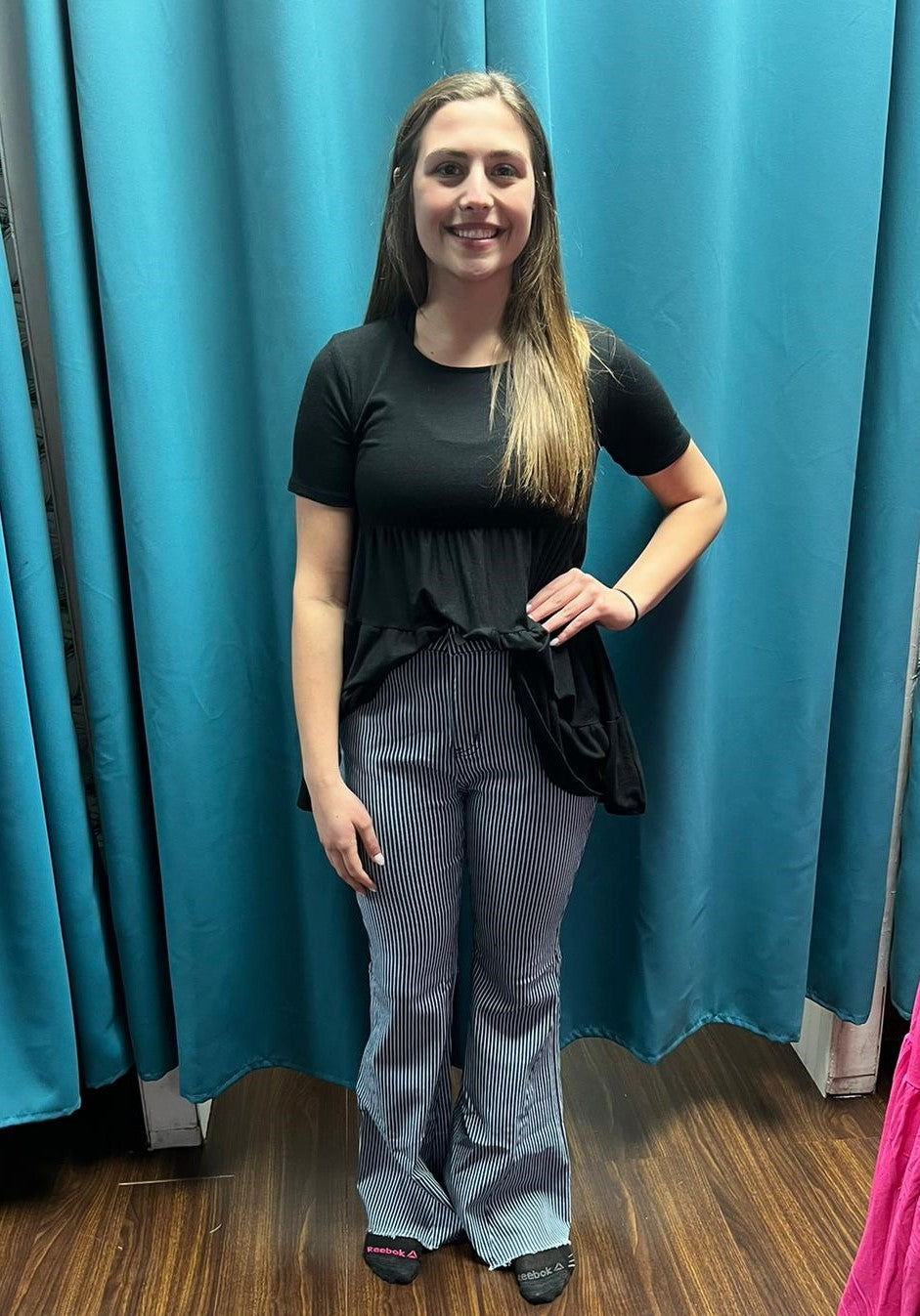 Casey's Stripe Flare Jeans D921