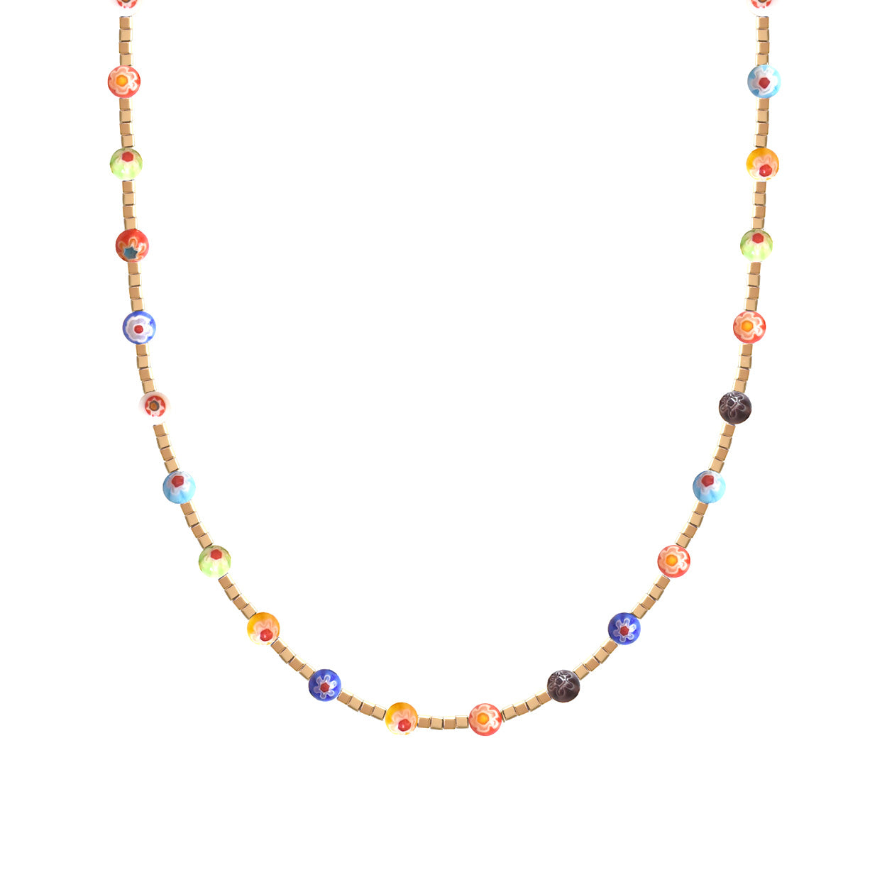 Flower Bead Necklace Multi JRM103