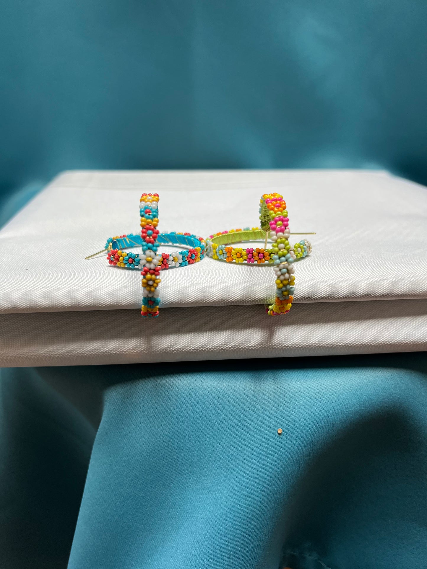 Floral Beaded Hoops