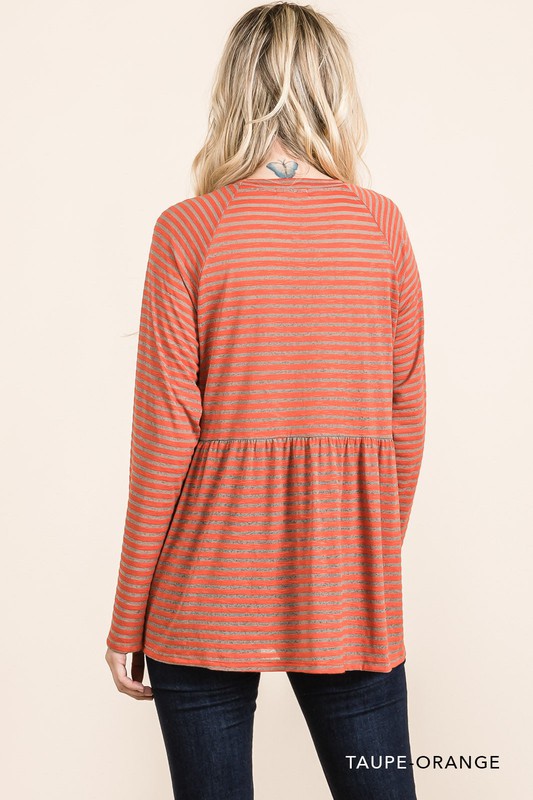 6893 My Fav Striped Top, Taupe