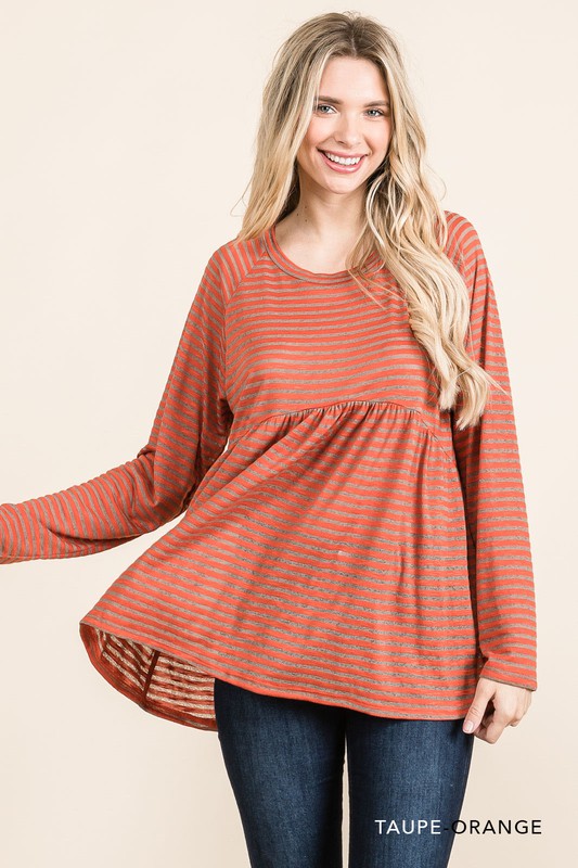 6893 My Fav Striped Top, Taupe