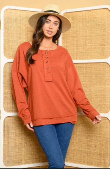 Comfy Henley Top 7723 Final Sale