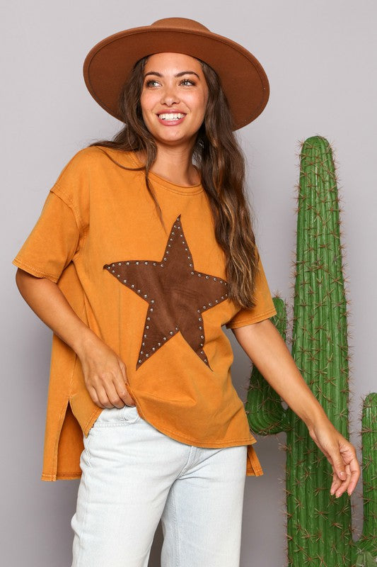 Cute Suede Star Top 7935