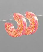 Acrylic Chunky Glitter Hoops Earrings JV208