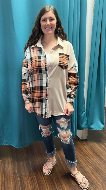 City Park Colorblock Shacket G135 Final Sale