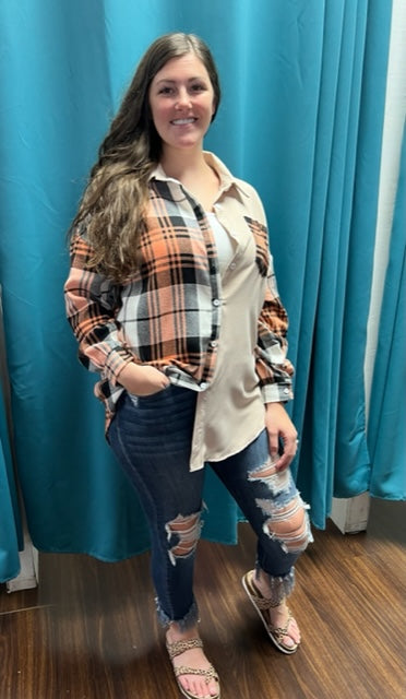 City Park Colorblock Shacket G135 Final Sale