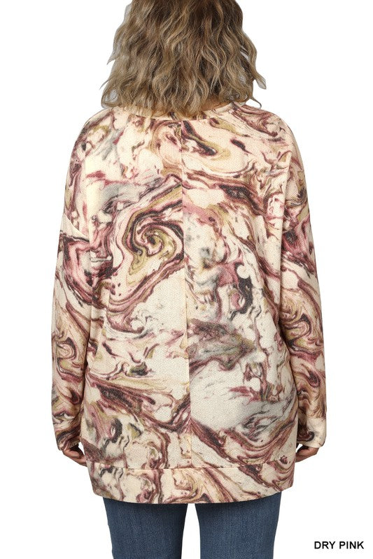 Comfy Marble Print Top Z621