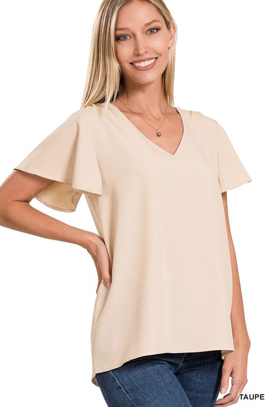 Harmony Flutter Sleeve Top Z664